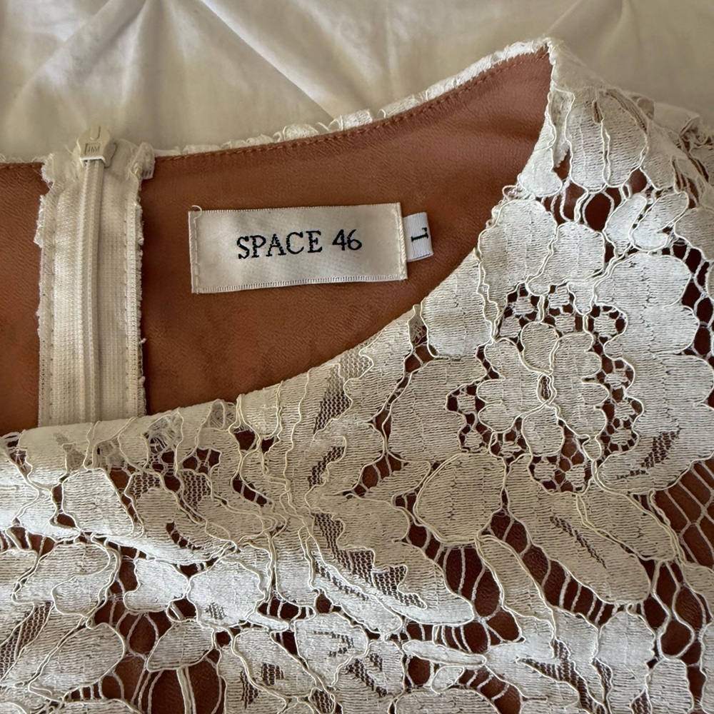 Space 46 White Lace Overlay Dress size L